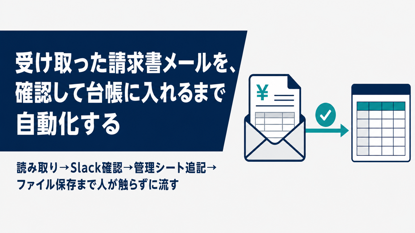 受け取った請求書メールを、確認して台帳に入れるまで自動化する