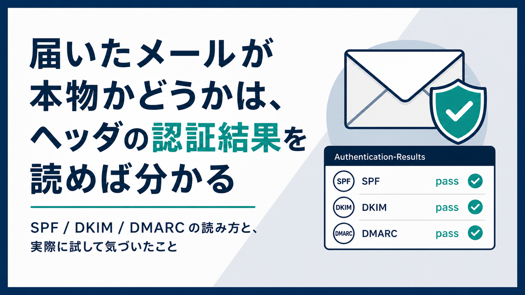 届いたメールが本物かどうかは、ヘッダの認証結果を読めば分かる